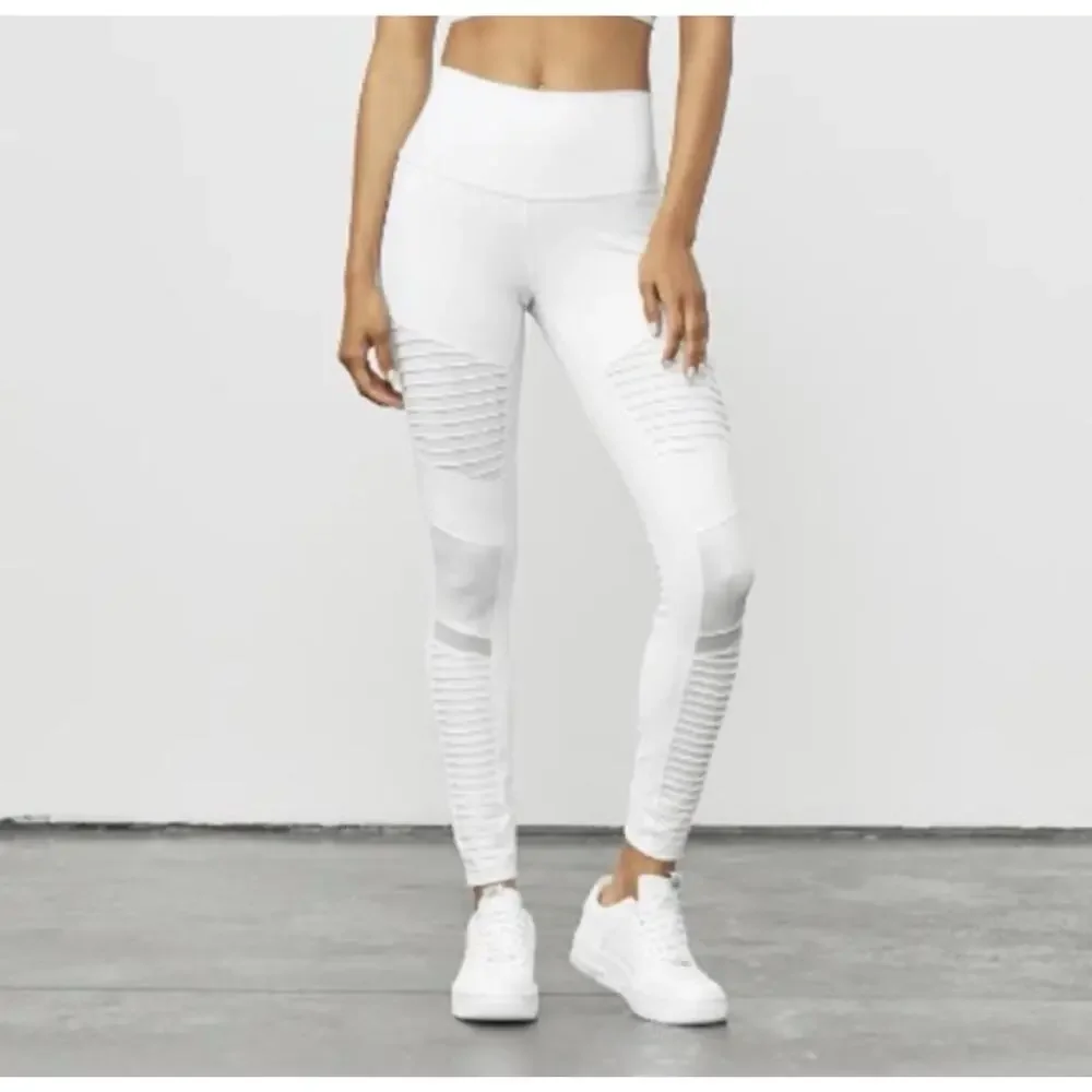 Alo White Alo Yoga High-Waist Moto for for Leggings Small 2-4747